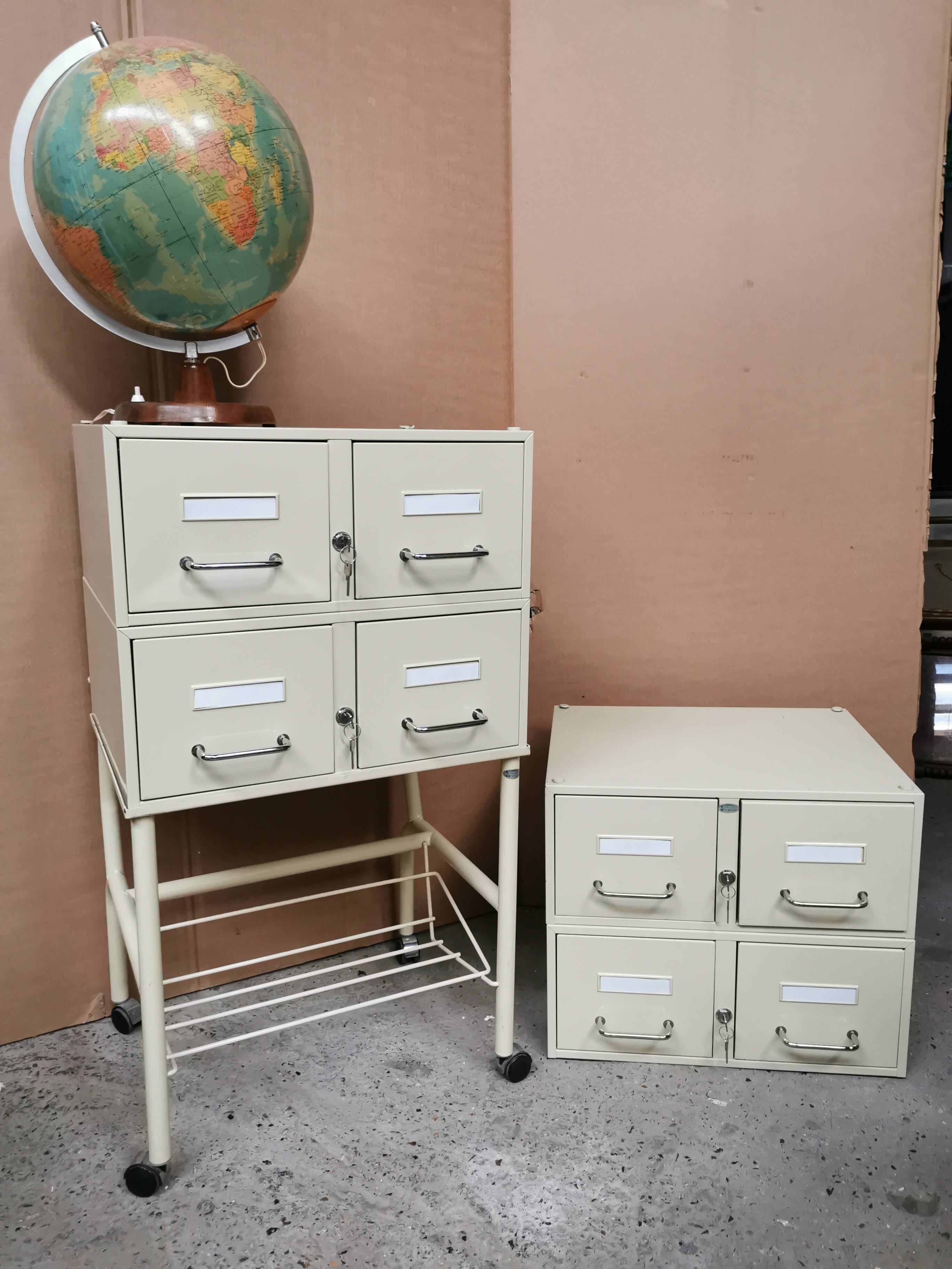 Vintage storage unit, 8 lockers, industrial design in metal