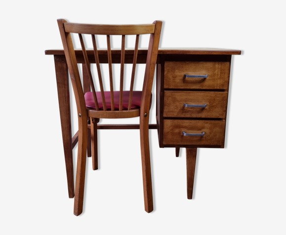 Ensemble chaise Baumann et bureau années 50-60