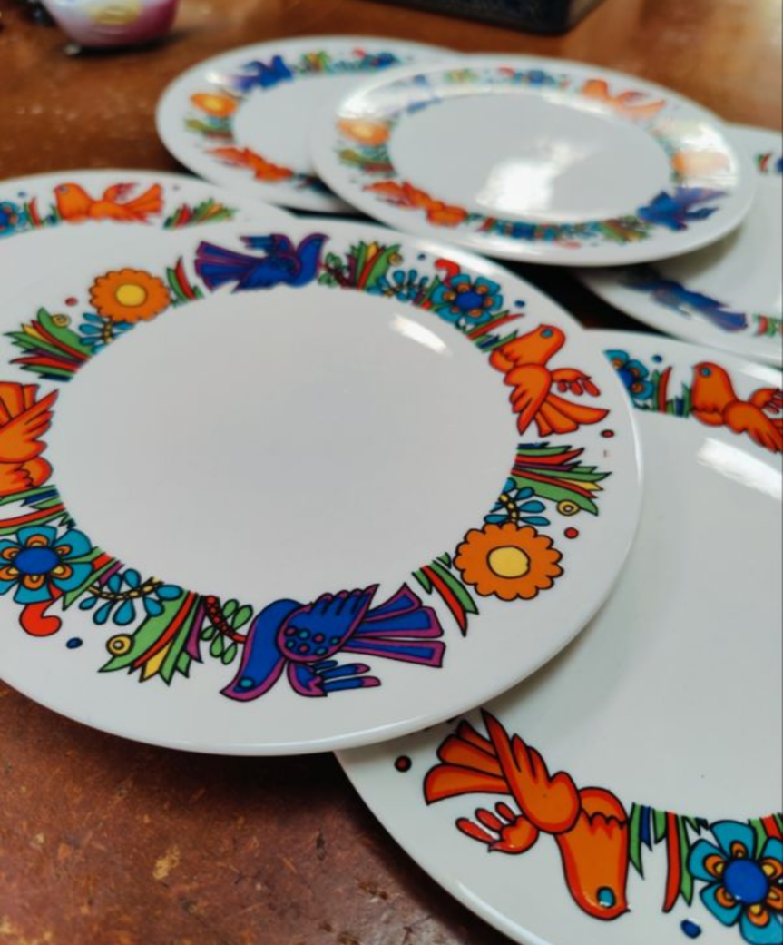 Suite de 6 assiettes acapulco