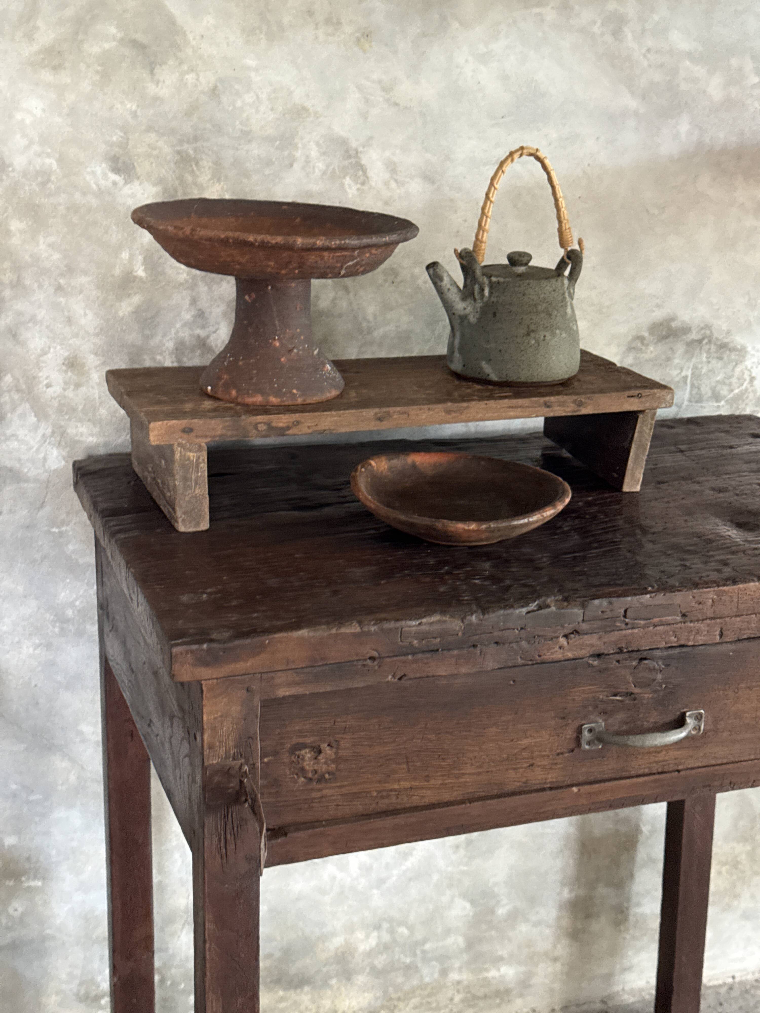 Antique Indonesian teak workbench with one drawer H82.5 L76x49.