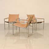 3 "SZ02" armchairs in natural beige leather by Martin Visser for Spectrum 60's