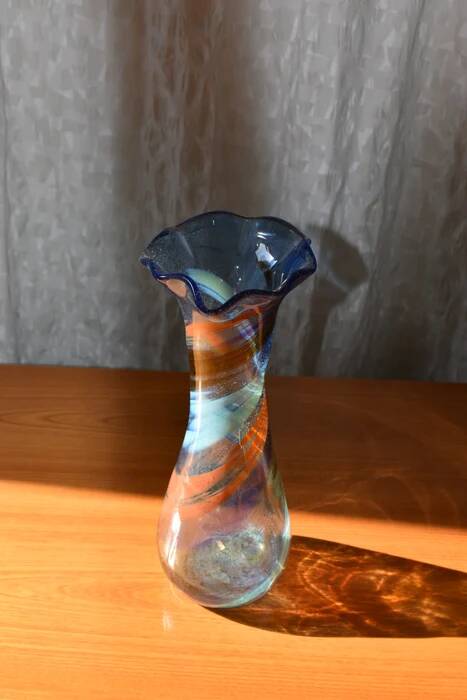 Large free-form art glass vase by Gyula Budveszel, Hungary, 1990s