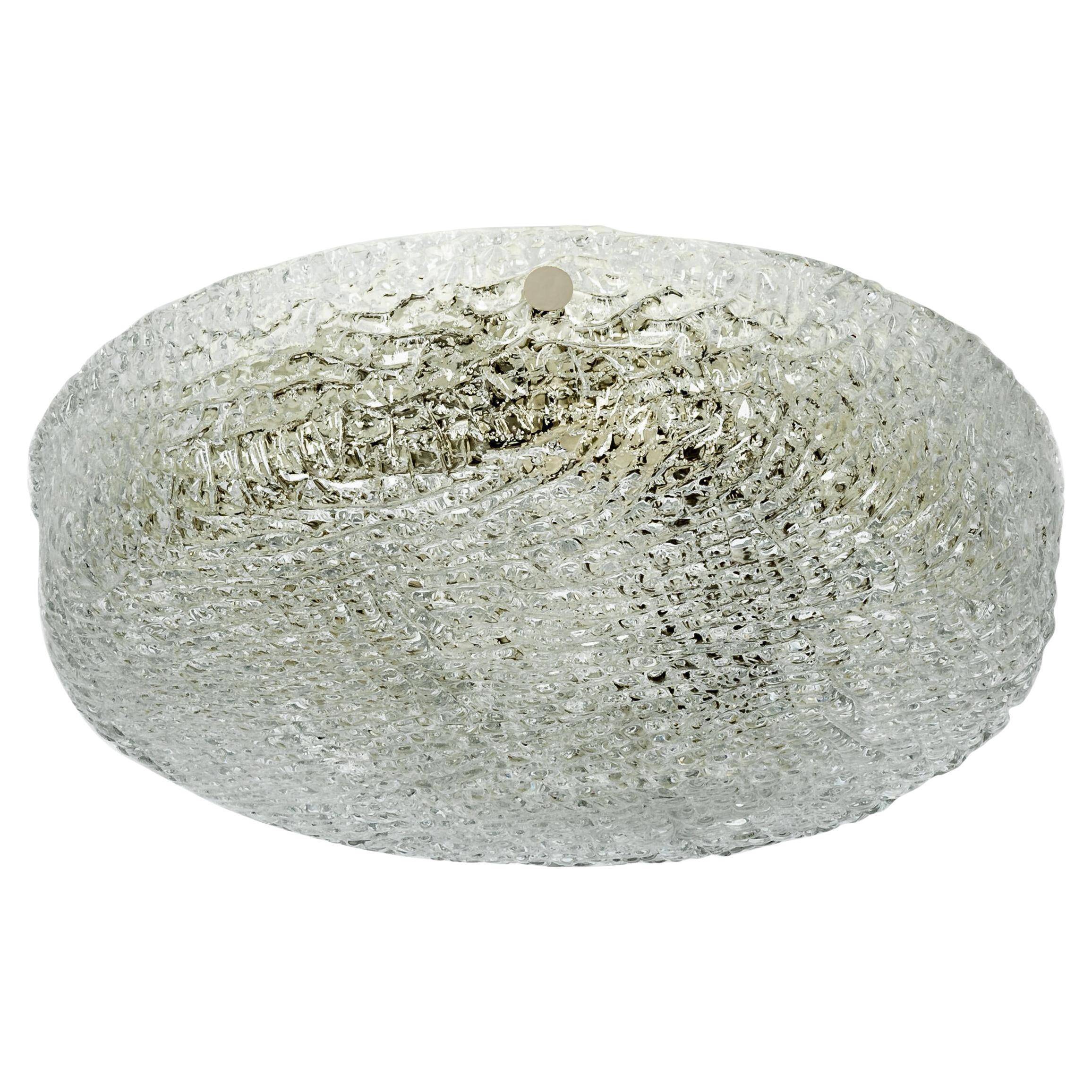 Round Frosted Glass Ceiling Light Murano, Kaiser, Germany, 1970s