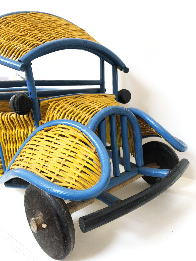 Wicker truck and handmade wood, 1960-70