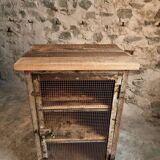 Rare French industrial military cabinet – Air Ministry, 1956 – Metal storage with oak top and wooden shelves