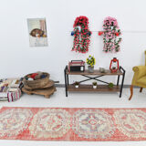 3x9 red & beige vintage runner rug 82x269cm