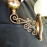 SCONCES BALL 1 pair of frosted glass with engraved stars and polished rounds