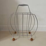 Chromed metal magazine rack from the 80s
