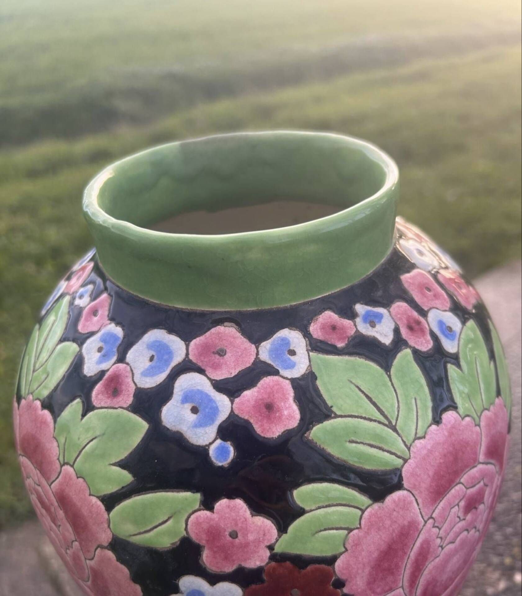 Large Keramis vase – Art Deco period with Peony motif – A splendour
