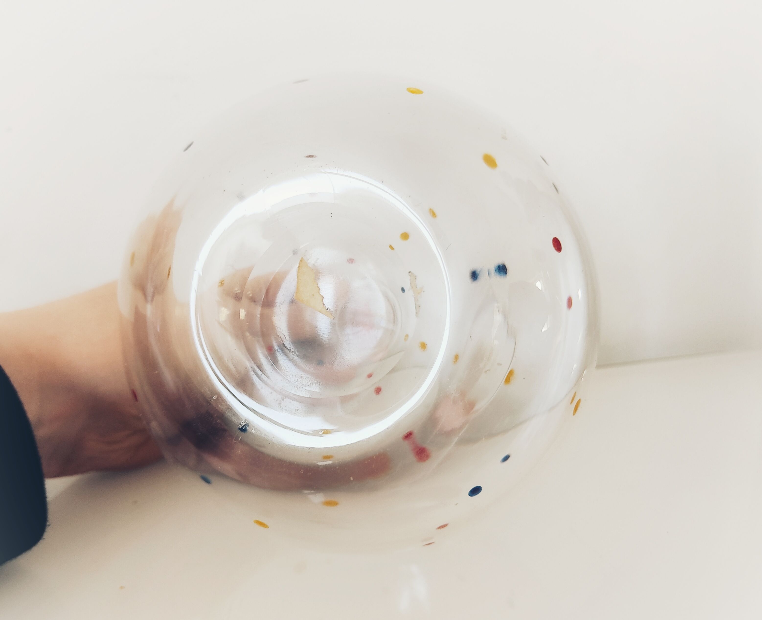 Crystal decanter with colored enamel dots