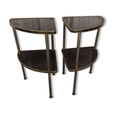 Paires d'étagères d'angle encoignures en formica doré et marron années 60