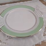 Pie dish with ears in water green and golden frieze l'Amandinoise