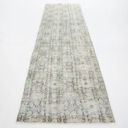 3x9 Shades Of Light Green & Black Vintage Runner Rug, 81x275Cm
