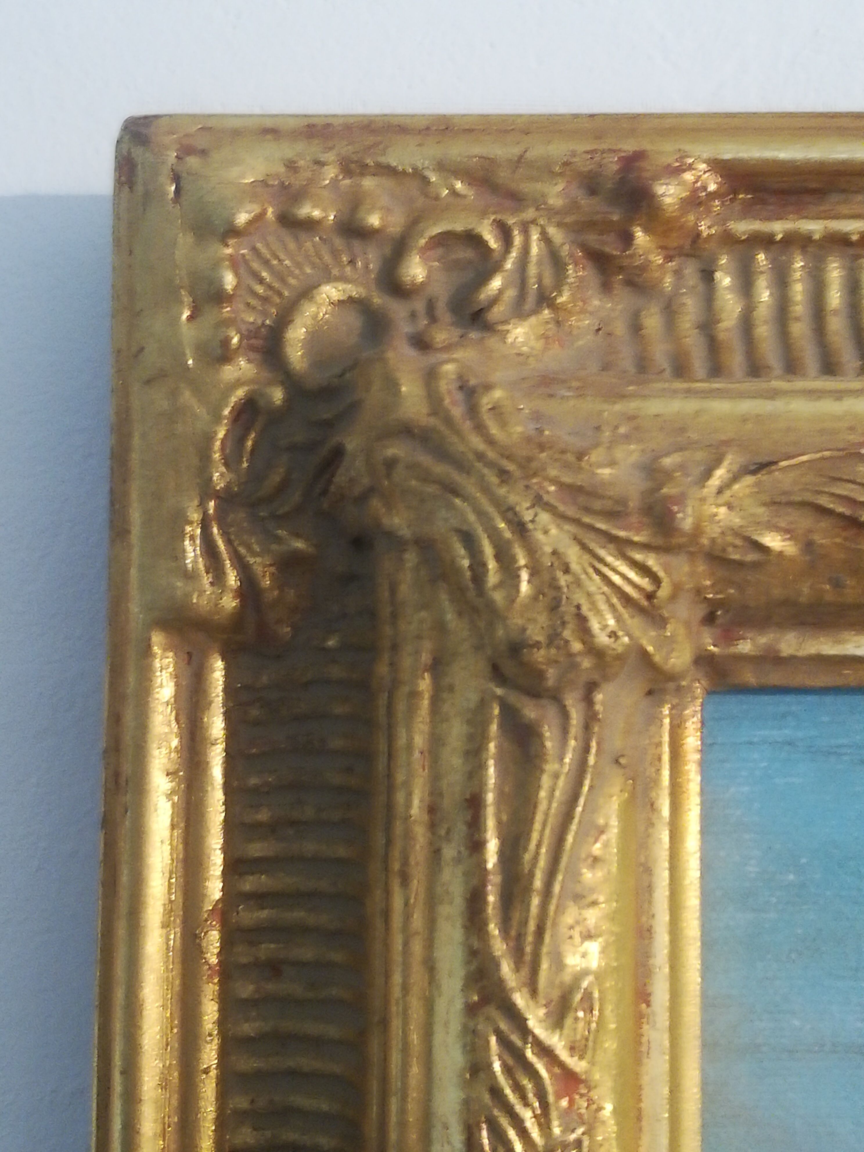 Oil on canvas signed Haney marine in gold frame