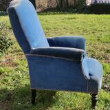 Armchair Napoleon III blue velvet