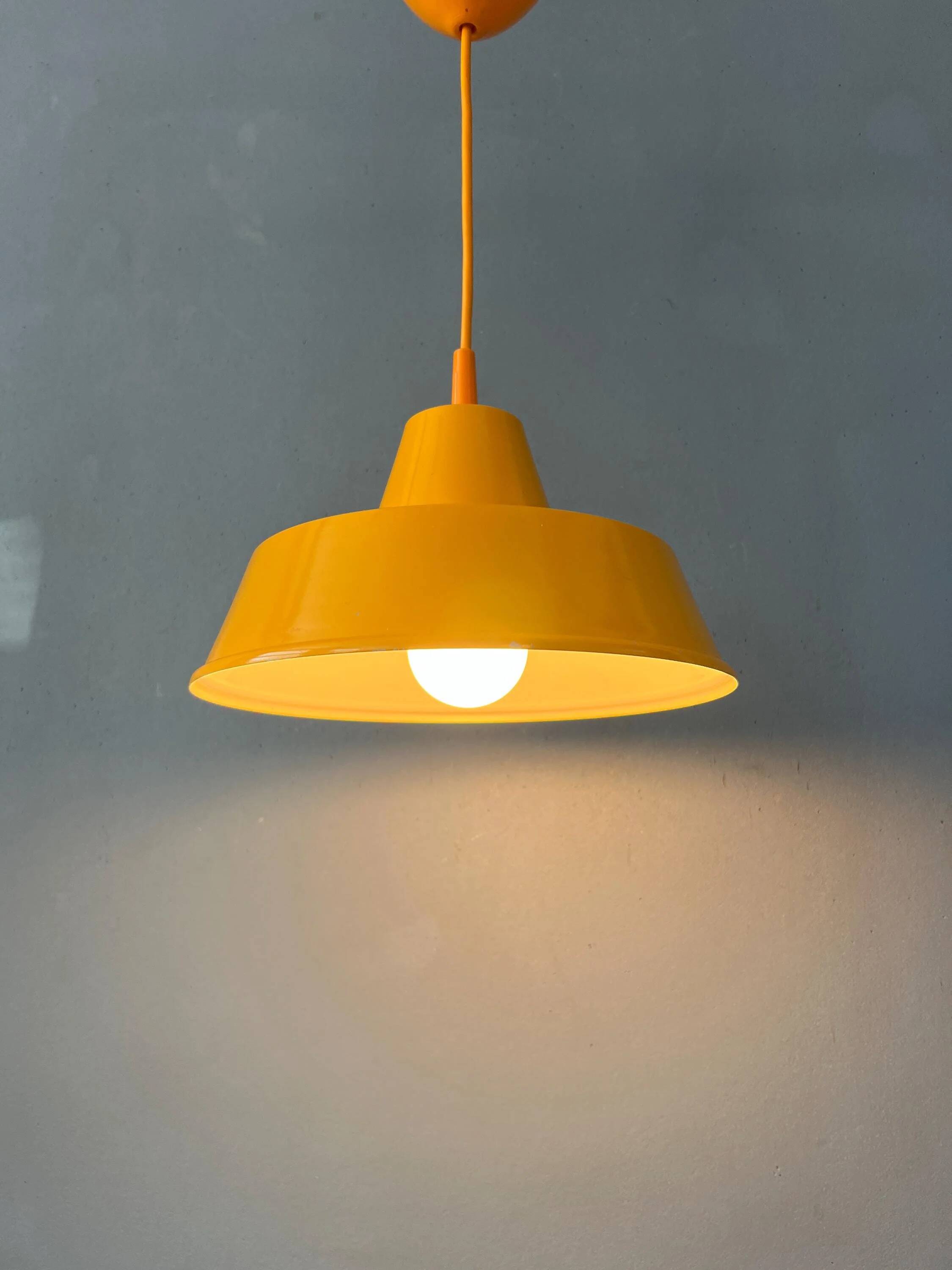 Small vintage yellow industrial pendant light