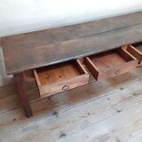 Monastery table, community table, 19th-century solid walnut console.