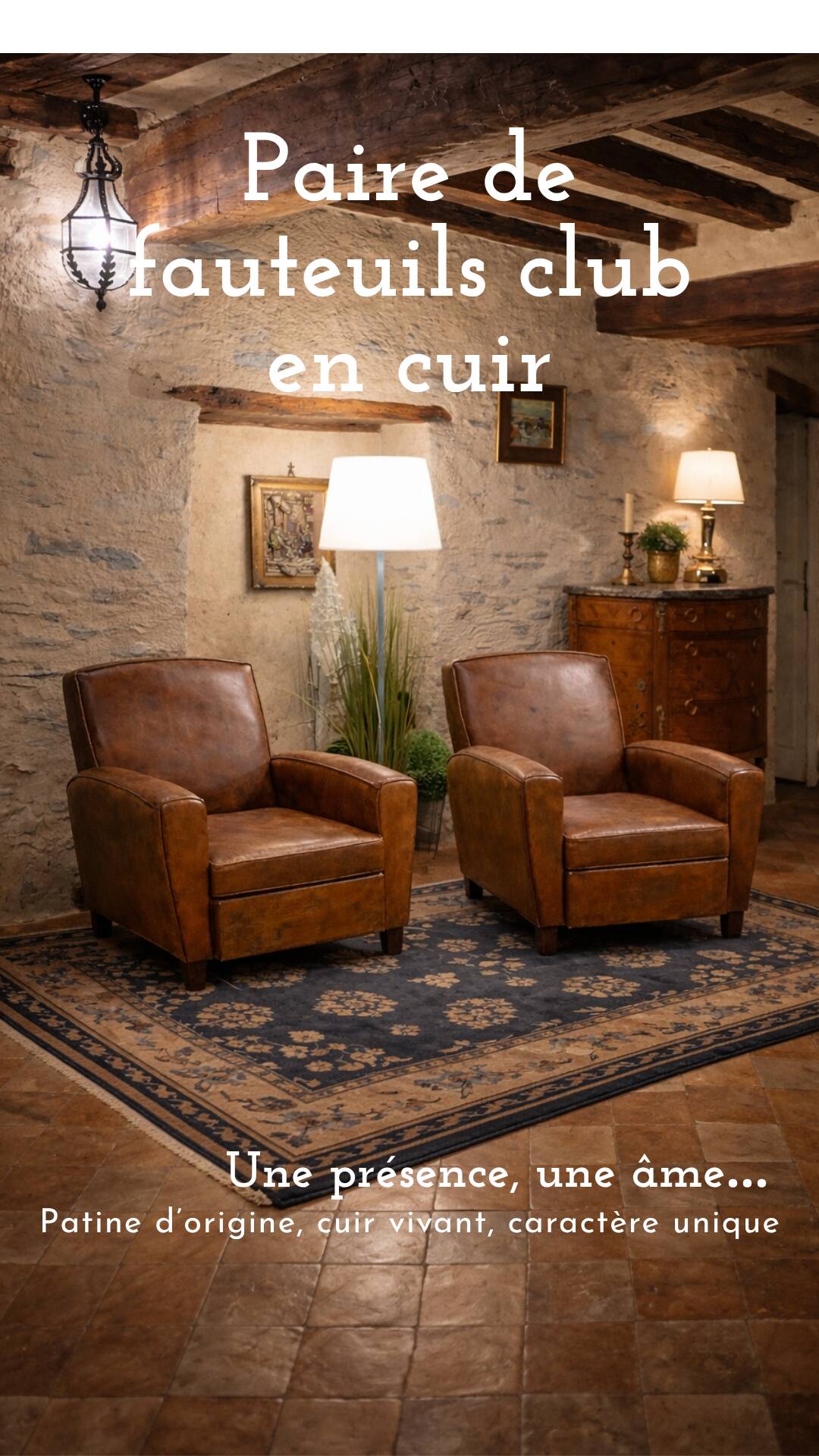 Pair of leather club armchairs – Mid-20th century