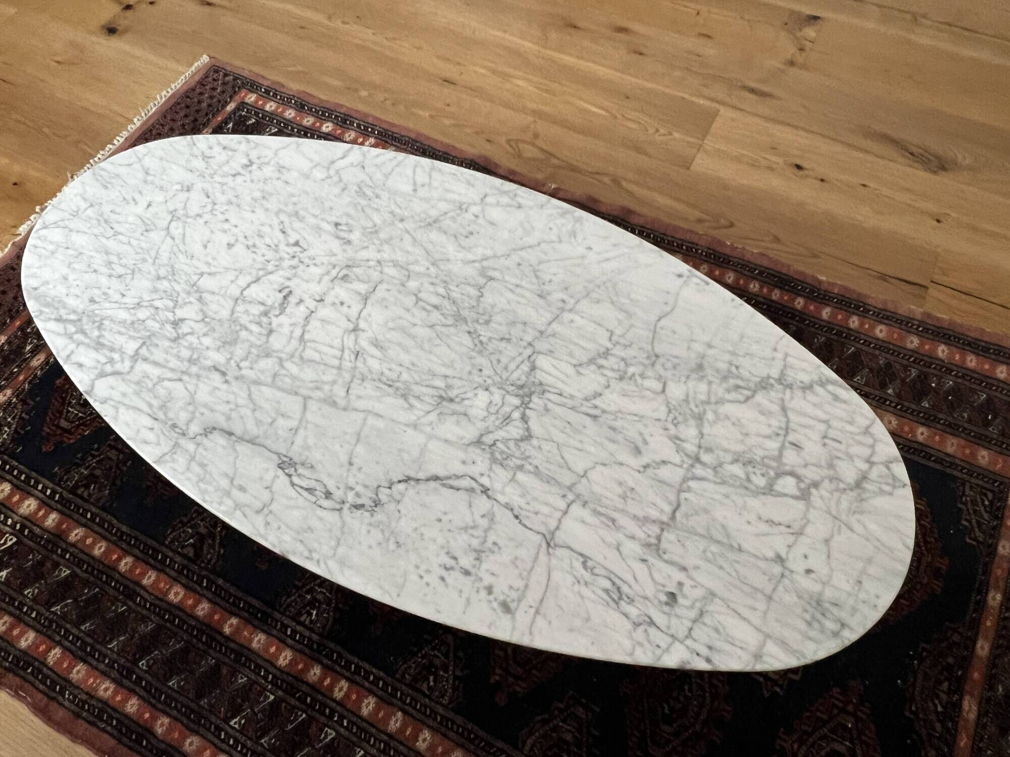 Marble and rosewood coffee table, designed by Hugues Poignant for Roche Bobois