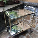 Golden rolling desserte vintage mirror trays