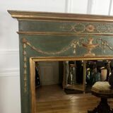 Mirror trumeau ancient in wood sculpted style Louis XVI 19th, 135x134