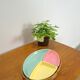 Pastel color bowls set in rattan basket vintage