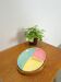 Pastel color bowls set in rattan basket vintage