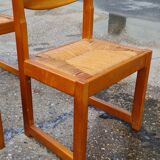 Set of 8 chairs in elm and straw by Maison Regain