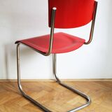 Bright Red 1950's Modernist cantilevered Chair