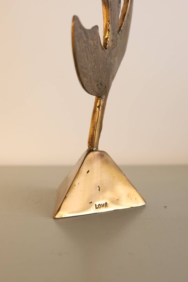 Yves LOHE Sculpture de coq stylisé en metal