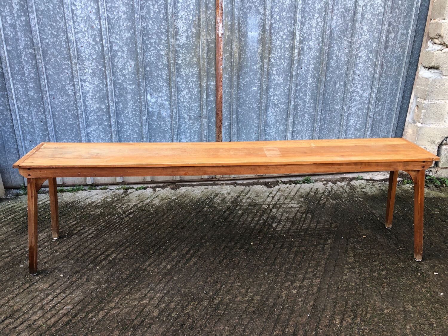 Table console vintage en hêtre massif