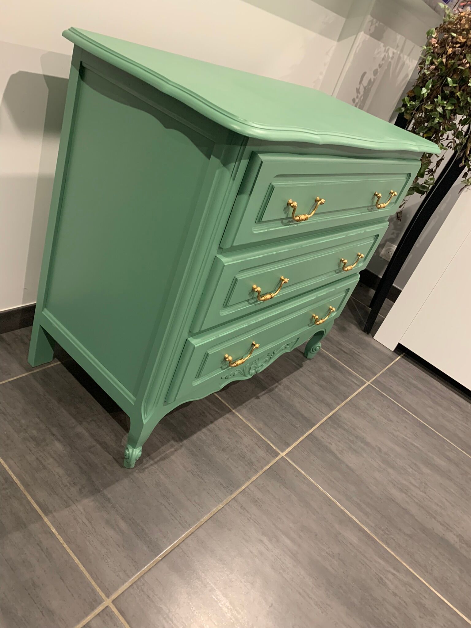 1970s chest of drawers restyled water green