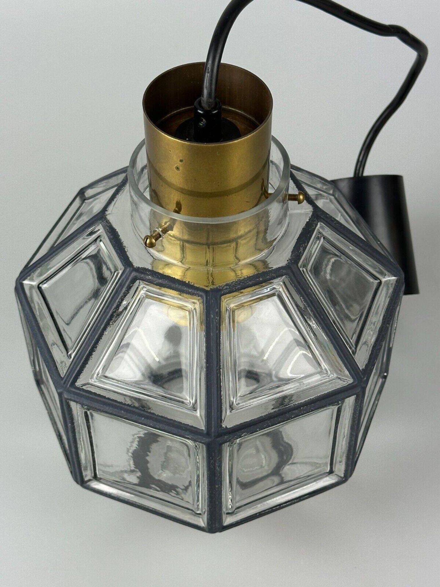 60s 70s hanging lamp by Limburg Leuchten Germany glass brass Space Age