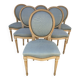 Set of 6 Louis XVI style chairs with antique patinated medallion