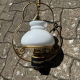 Brass and opaline pendant light