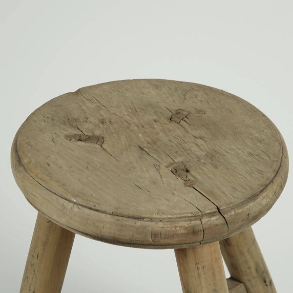 Gong - Tabouret ancien chinois en orme, assise ronde n°10