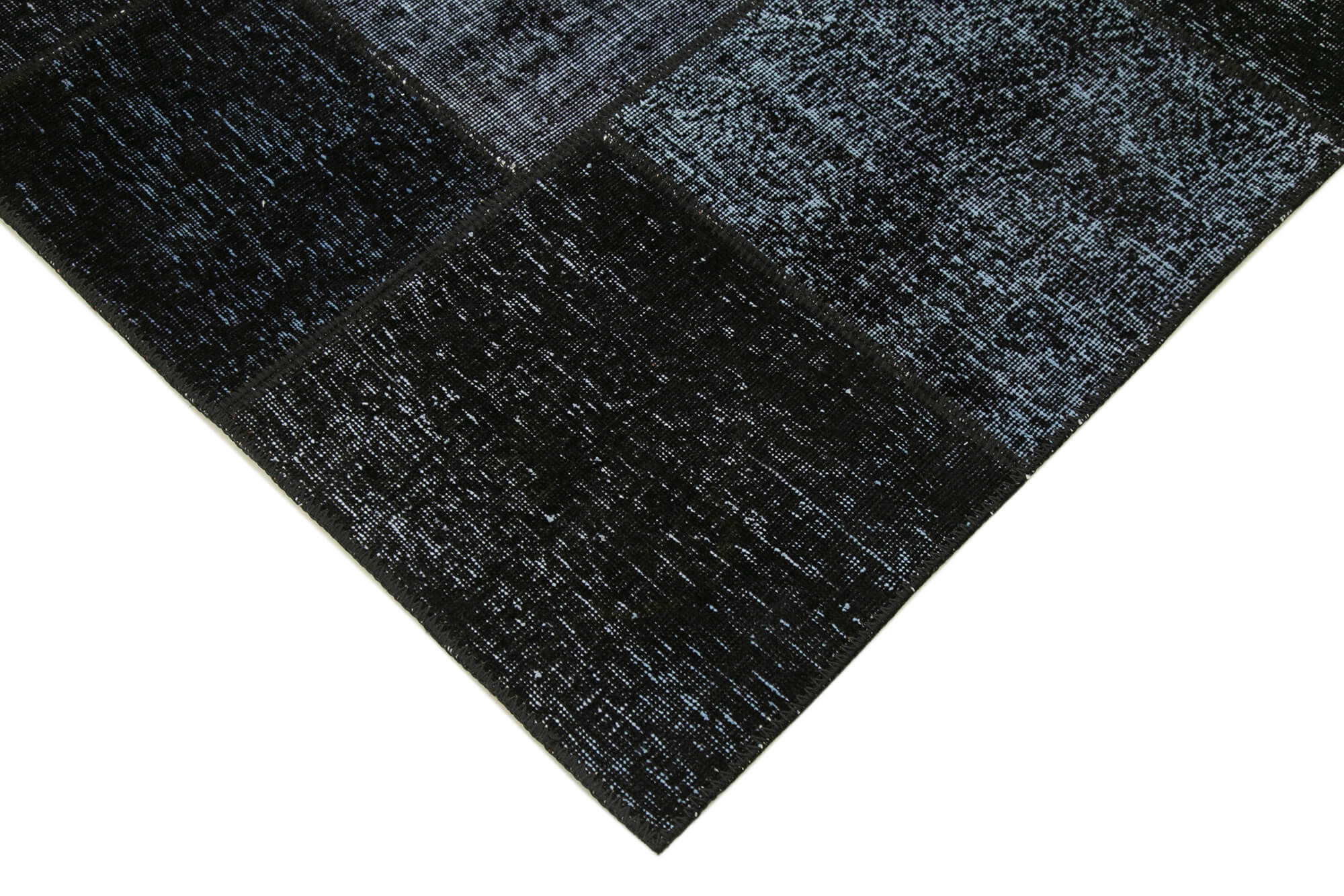 Handmade turkish overdyed 171 cm x 243 cm black patchwork carpet