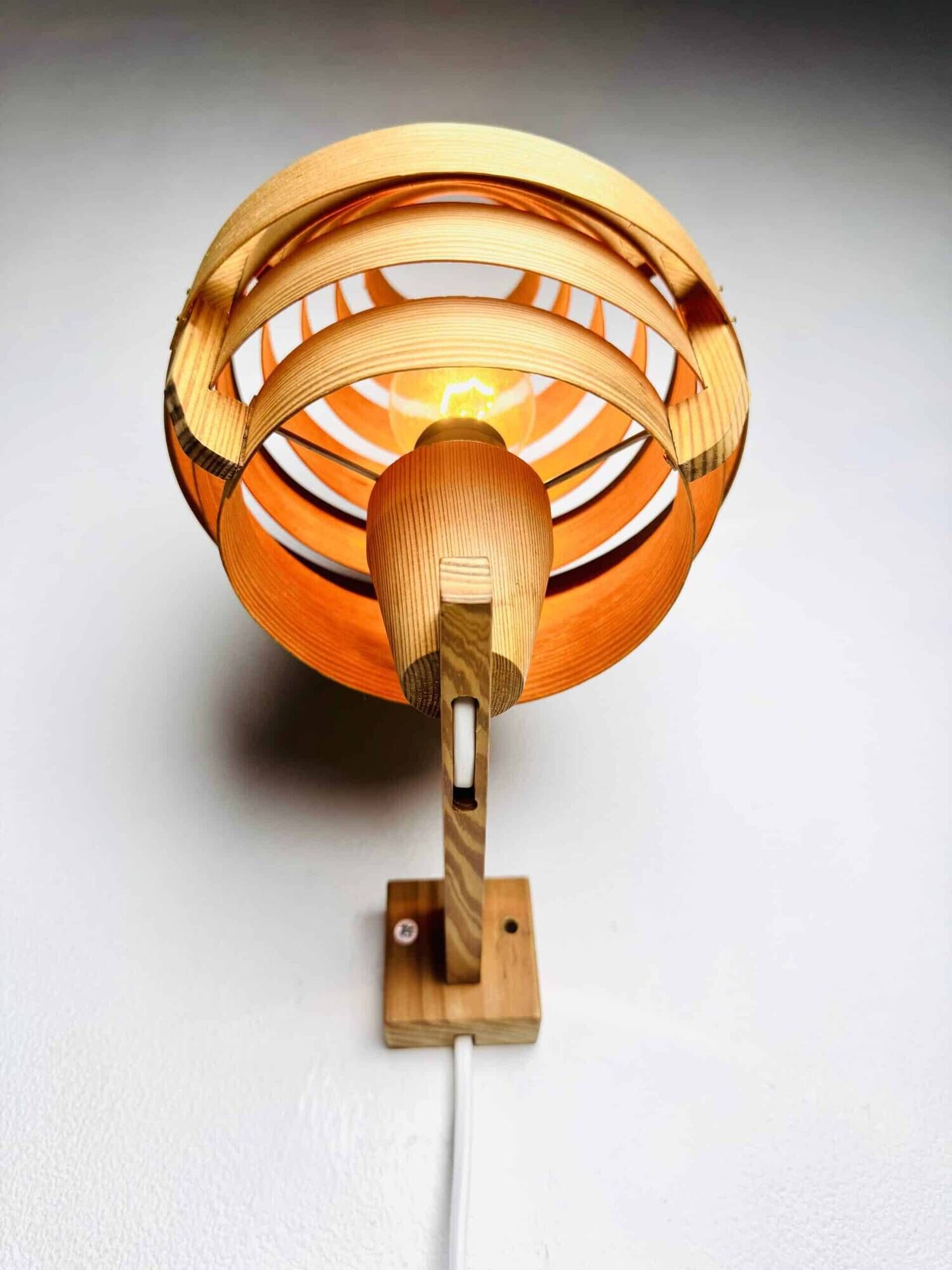 Mounted Pine Veneer Conical Wall Lamp By Hans-Agne Jakobsson For Markaryd, Sweden 1960S