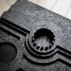 Wall sculpture, wood and black coating, late 1970s