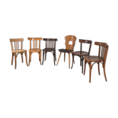 Series of 6 Bistro chairs dismatched Baumann and Fischel