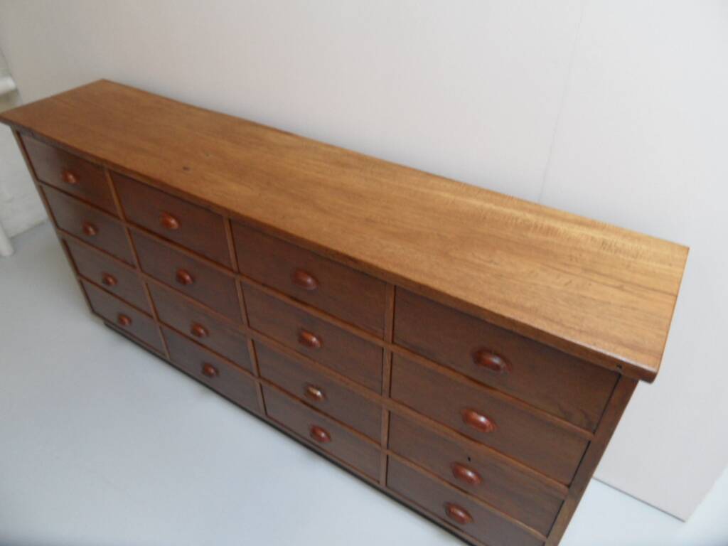 Classeur d'atelier en chêne vintage