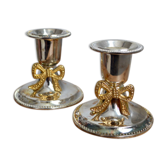 Duo of vintage candle holders in the shape of knots