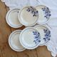6 vintage ironstone dessert plates Digoin Sarreguemines Hubert blue