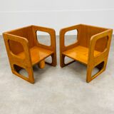 2 modular wooden children's chairs
