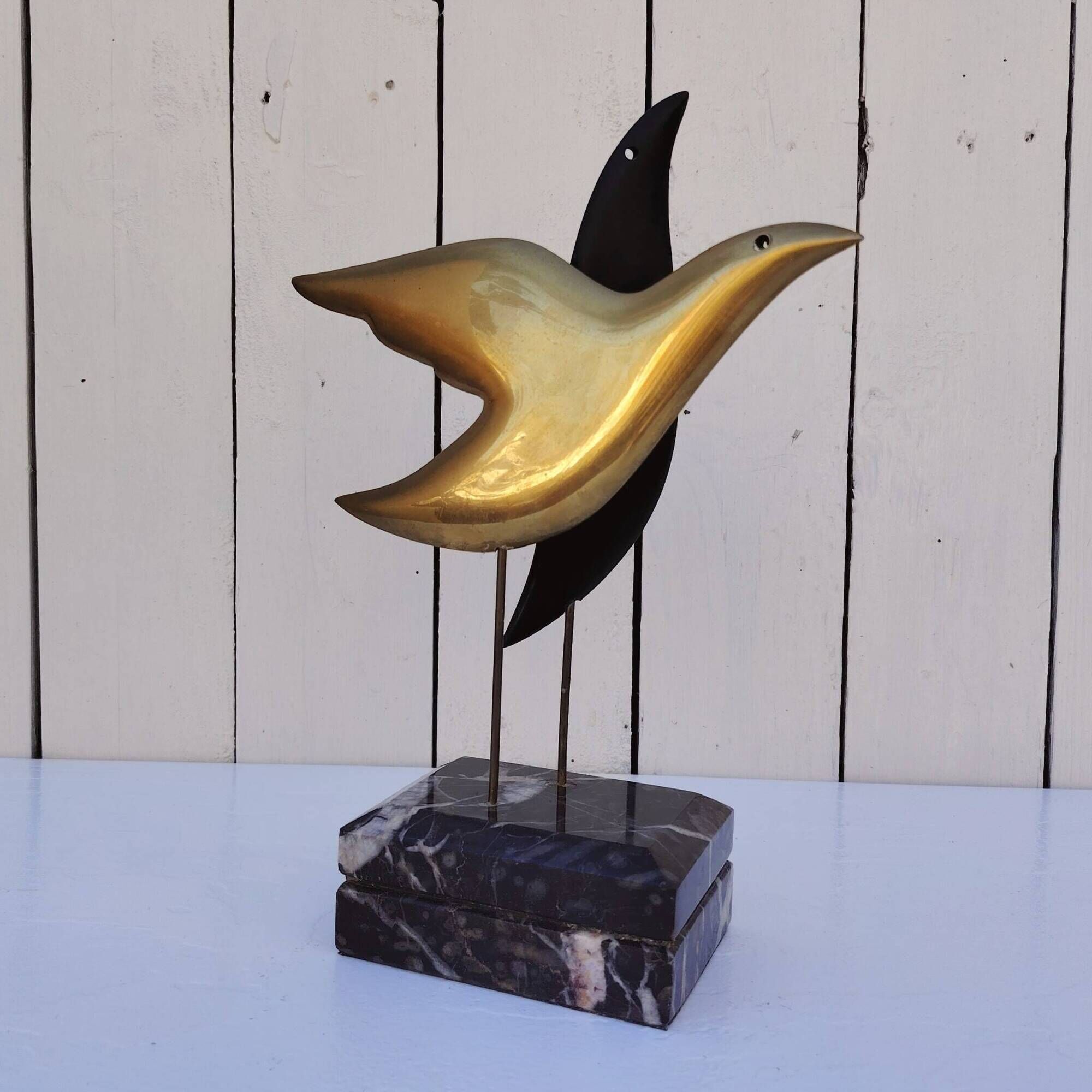 Bronze bird sculpture, signed and numbered, vintage.