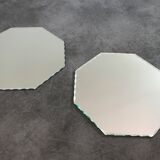 Pair of old underneath bottle tray hexagonal shape mirror 18 cm