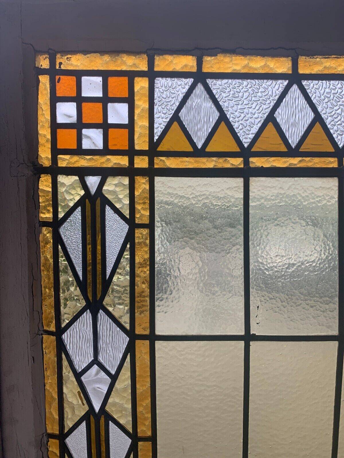 20th century Art Deco stained glass panel