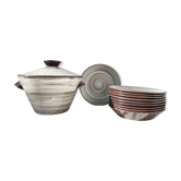 Assiettes à soupe et soupière en céramique vintage