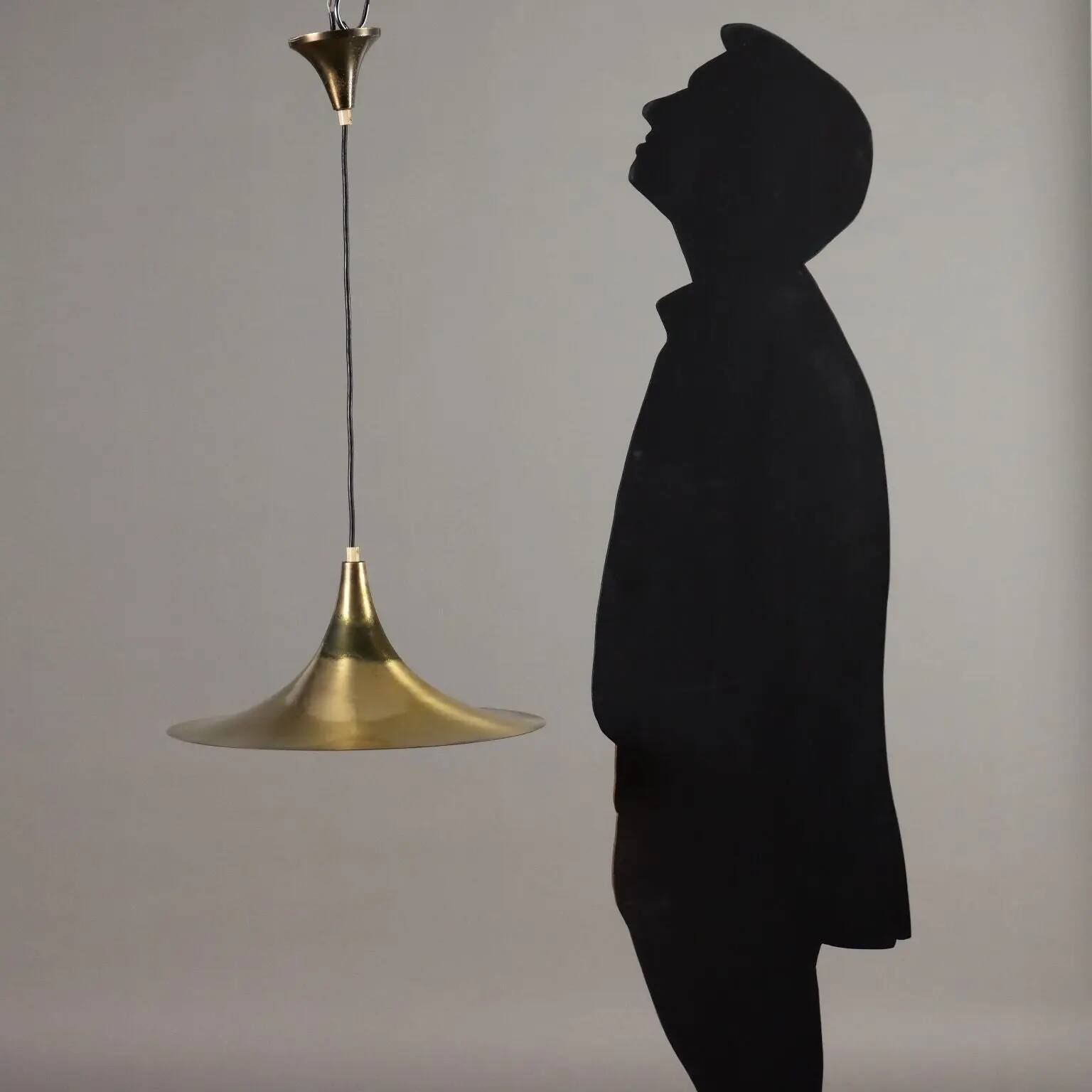 Vintage lamp in aluminium with brass plating, Italian made, 1960s.