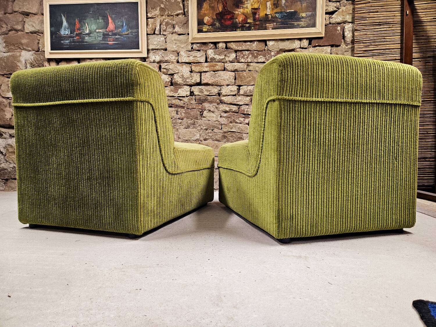 Pair of ribbed armchairs 1970